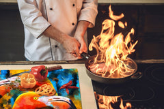 BIG KITCHEN BOARD & Induction Cooktop Cover – Glass Pastry Board – SINGLE: 80 x 52 cm (31,5” x 20,47”); DOUBLE: 40 x 52 cm (15,75” x 20,47”); DD47 Animals Series : Colourful flamingos