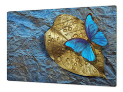 BIG KITCHEN BOARD & Induction Cooktop Cover – Glass Pastry Board – SINGLE: 80 x 52 cm (31,5” x 20,47”); DOUBLE: 40 x 52 cm (15,75” x 20,47”); DD47 Animals Series : Tropical butterfly 1