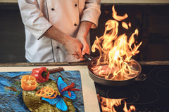 BIG KITCHEN BOARD & Induction Cooktop Cover – Glass Pastry Board – SINGLE: 80 x 52 cm (31,5” x 20,47”); DOUBLE: 40 x 52 cm (15,75” x 20,47”); DD47 Animals Series : Tropical butterfly 1