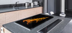 BIG KITCHEN BOARD & Induction Cooktop Cover – Glass Pastry Board – SINGLE: 80 x 52 cm (31,5” x 20,47”); DOUBLE: 40 x 52 cm (15,75” x 20,47”); DD47 Animals Series : Wild horse