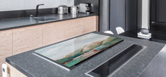 SPECIAL ORDER FOR Carol Wallace | GIGANTIC CUTTING BOARD and Cooktop Cover - Glass Kitchen Board; SINGLE: 96 x 65 cm DD42 Paintings Series: Delicate landscape