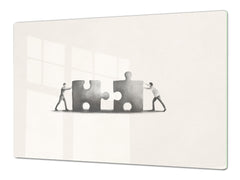 ENORMOUS Tempered GLASS Chopping Board - Induction Cooktop Cover – SINGLE: 80 x 52 cm; DOUBLE: 40 x 52 cm; DD51 : Teamwork Puzzles