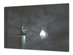 ENORMOUS Tempered GLASS Chopping Board - Induction Cooktop Cover – SINGLE: 80 x 52 cm; DOUBLE: 40 x 52 cm; DD53 : Fishing new ideas