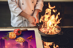 ENORMOUS Tempered GLASS Chopping Board - Induction Cooktop Cover – SINGLE: 80 x 52 cm; DOUBLE: 40 x 52 cm; DD52a : Urban Cherry Tree