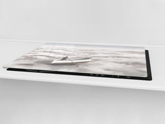 ENORMOUS Tempered GLASS Chopping Board - Induction Cooktop Cover – SINGLE: 80 x 52 cm; DOUBLE: 40 x 52 cm; DD51 : Cloud Sailing