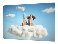 ENORMOUS Tempered GLASS Chopping Board - Induction Cooktop Cover – SINGLE: 80 x 52 cm; DOUBLE: 40 x 52 cm; DD51 : Cloud of Friendship