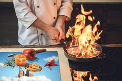 ENORMOUS Tempered GLASS Chopping Board - Induction Cooktop Cover – SINGLE: 80 x 52 cm; DOUBLE: 40 x 52 cm; DD51 : Cloud of Friendship