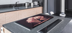 ENORMOUS Tempered GLASS Chopping Board - Induction Cooktop Cover – SINGLE: 80 x 52 cm; DOUBLE: 40 x 52 cm; DD52a : Japanese Sakura Tree