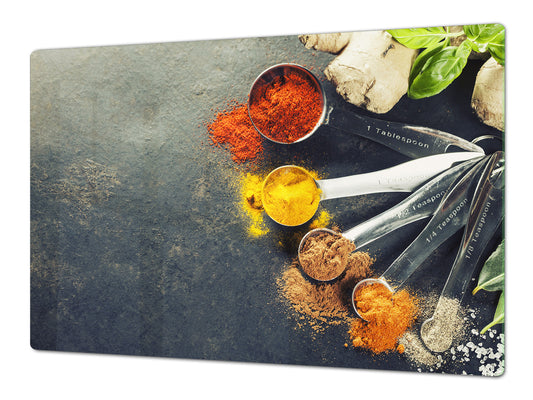Enorm Küchenbrett aus Hartglas und Induktionskochplattenabdeckung; Food series DD16: African food