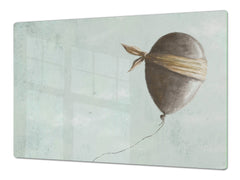 ENORMOUS Tempered GLASS Chopping Board - Induction Cooktop Cover – SINGLE: 80 x 52 cm; DOUBLE: 40 x 52 cm; DD51 : Blind Balloon in the Sky