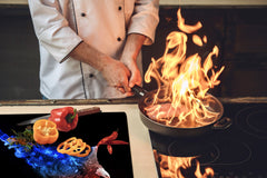 BIG KITCHEN BOARD & Induction Cooktop Cover – Glass Pastry Board – SINGLE: 80 x 52 cm (31,5” x 20,47”); DOUBLE: 40 x 52 cm (15,75” x 20,47”); DD47 Animals Series : Colourful eagle