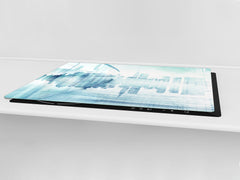 ENORMOUS Tempered GLASS Chopping Board - Induction Cooktop Cover – SINGLE: 80 x 52 cm; DOUBLE: 40 x 52 cm; DD49 Miscellaneous series : Abstract cityscape 1