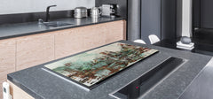 ENORMOUS Tempered GLASS Chopping Board - Induction Cooktop Cover – SINGLE: 80 x 52 cm; DOUBLE: 40 x 52 cm; DD49 Miscellaneous series : Abstract cityscape 2