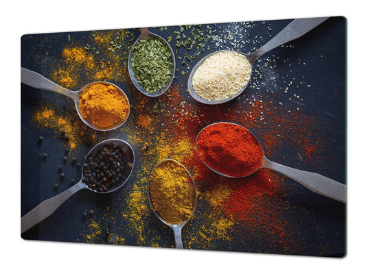 Enorm Küchenbrett aus Hartglas und Induktionskochplattenabdeckung; Food series DD16: African food