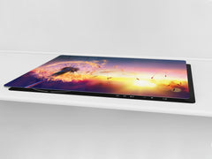 Gigantic Worktop saver and Pastry Board - Tempered GLASS Cutting Board - MEASURES: SINGLE: 80 x 52 cm; DOUBLE: 40 x 52 cm; DD44 Nature series : Sunset dandelion