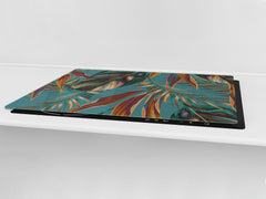 HUGE TEMPERED GLASS COOKTOP COVER – Glass Cutting Board and Worktop Saver – SINGLE: 80 x 52 cm (31,5” x 20,47”); DOUBLE: 40 x 52 cm (15,75” x 20,47”); DD46 Textures Series : Tropical wallpaper 1