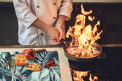 HUGE TEMPERED GLASS COOKTOP COVER β Glass Cutting Board and Worktop Saver β SINGLE: 80 x 52 cm (31,5β x 20,47β); DOUBLE: 40 x 52 cm (15,75β x 20,47β); DD46 Textures Series : Tropical wallpaper 2