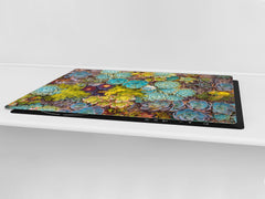 Gigantic Worktop saver and Pastry Board - Tempered GLASS Cutting Board - MEASURES: SINGLE: 80 x 52 cm; DOUBLE: 40 x 52 cm; DD44 Nature series : Rock garden 1