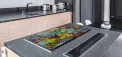 Gigantic Worktop saver and Pastry Board - Tempered GLASS Cutting Board - MEASURES: SINGLE: 80 x 52 cm; DOUBLE: 40 x 52 cm; DD44 Nature series : Rock garden 1