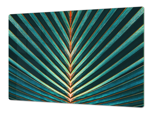 Gigantic Worktop saver and Pastry Board - Tempered GLASS Cutting Board - MEASURES: SINGLE: 80 x 52 cm; DOUBLE: 40 x 52 cm; DD44 Nature series : Palm leaf
