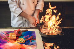 HUGE TEMPERED GLASS COOKTOP COVER – Glass Cutting Board and Worktop Saver – SINGLE: 80 x 52 cm (31,5” x 20,47”); DOUBLE: 40 x 52 cm (15,75” x 20,47”); DD46 Textures Series : Colours splash