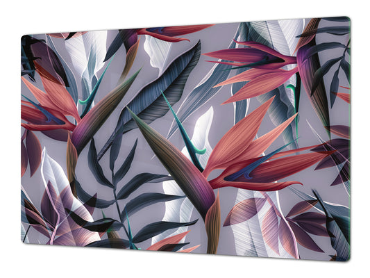 HUGE TEMPERED GLASS COOKTOP COVER – Glass Cutting Board and Worktop Saver – SINGLE: 80 x 52 cm (31,5” x 20,47”); DOUBLE: 40 x 52 cm (15,75” x 20,47”); DD46 Textures Series : Tropical wallpaper 3