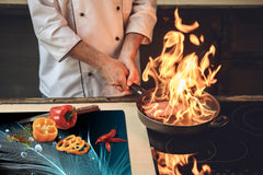 ENORMOUS Tempered GLASS Chopping Board - Induction Cooktop Cover – SINGLE: 80 x 52 cm; DOUBLE: 40 x 52 cm; DD49 Miscellaneous series : Feather water drops