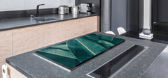 Gigantic Worktop saver and Pastry Board - Tempered GLASS Cutting Board - MEASURES: SINGLE: 80 x 52 cm; DOUBLE: 40 x 52 cm; DD44 Nature series : Tropical leaves texture
