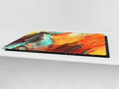 HUGE TEMPERED GLASS COOKTOP COVER – Glass Cutting Board and Worktop Saver – SINGLE: 80 x 52 cm (31,5” x 20,47”); DOUBLE: 40 x 52 cm (15,75” x 20,47”); DD46 Textures Series : Modern futuristic pattern