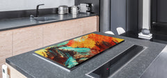 HUGE TEMPERED GLASS COOKTOP COVER – Glass Cutting Board and Worktop Saver – SINGLE: 80 x 52 cm (31,5” x 20,47”); DOUBLE: 40 x 52 cm (15,75” x 20,47”); DD46 Textures Series : Modern futuristic pattern