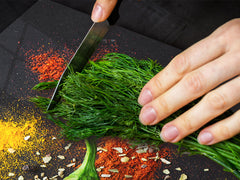 GIGANTIC CUTTING BOARD and Cooktop Cover - Glass Kitchen Board;SINGLE: 80 x 52 cm (31,5” x 20,47”); DOUBLE: 40 x 52 cm (15,75” x 20,47”); DD48 Herbs and spices Series : Chilli pepper