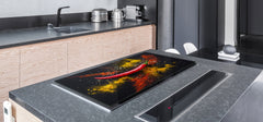 GIGANTIC CUTTING BOARD and Cooktop Cover - Glass Kitchen Board;SINGLE: 80 x 52 cm (31,5” x 20,47”); DOUBLE: 40 x 52 cm (15,75” x 20,47”); DD48 Herbs and spices Series : Chilli pepper