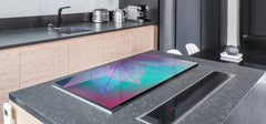 Gigantic Worktop saver and Pastry Board - Tempered GLASS Cutting Board - MEASURES: SINGLE: 80 x 52 cm; DOUBLE: 40 x 52 cm; DD44 Nature series : Transparent turqoise leaves