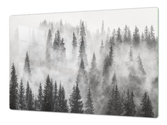 ENORMOUS Tempered GLASS Chopping Board - Induction Cooktop Cover – SINGLE: 80 x 52 cm; DOUBLE: 40 x 52 cm; DD49 Miscellaneous series : Foggy forest