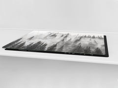 ENORMOUS Tempered GLASS Chopping Board - Induction Cooktop Cover – SINGLE: 80 x 52 cm; DOUBLE: 40 x 52 cm; DD49 Miscellaneous series : Foggy forest