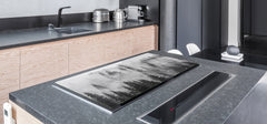 ENORMOUS Tempered GLASS Chopping Board - Induction Cooktop Cover – SINGLE: 80 x 52 cm; DOUBLE: 40 x 52 cm; DD49 Miscellaneous series : Foggy forest