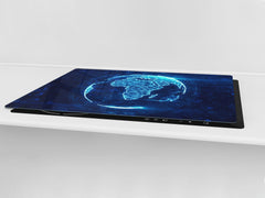 ENORMOUS Tempered GLASS Chopping Board - Induction Cooktop Cover – SINGLE: 80 x 52 cm; DOUBLE: 40 x 52 cm; DD49 Miscellaneous series : Digital globe 2