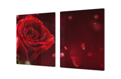 Gigantic Worktop saver and Pastry Board - Tempered GLASS Cutting Board - MEASURES: SINGLE: 80 x 52 cm; DOUBLE: 40 x 52 cm; DD44 Nature series : Romantic red rose