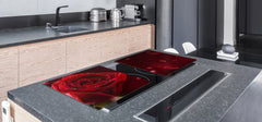 Gigantic Worktop saver and Pastry Board - Tempered GLASS Cutting Board - MEASURES: SINGLE: 80 x 52 cm; DOUBLE: 40 x 52 cm; DD44 Nature series : Romantic red rose