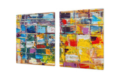 UNIQUE Tempered GLASS Kitchen Board – Impact & Scratch Resistant Cooktop cover – SINGLE: 80 x 52 cm; DOUBLE: 40 x 52 cm; DD45 Art Series : Abstract art background