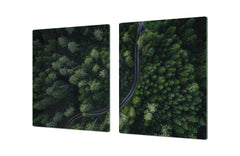 ENORMOUS Tempered GLASS Chopping Board - Induction Cooktop Cover – SINGLE: 80 x 52 cm; DOUBLE: 40 x 52 cm; DD49 Miscellaneous series : Forest road