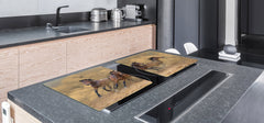 BIG KITCHEN BOARD & Induction Cooktop Cover β Glass Pastry Board β SINGLE: 80 x 52 cm (31,5β x 20,47β); DOUBLE: 40 x 52 cm (15,75β x 20,47β); DD47 Animals Series : Galloping horses