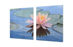 Gigantic Worktop saver and Pastry Board - Tempered GLASS Cutting Board - MEASURES: SINGLE: 80 x 52 cm; DOUBLE: 40 x 52 cm; DD44 Nature series : Beautiful water lilly flower 1
