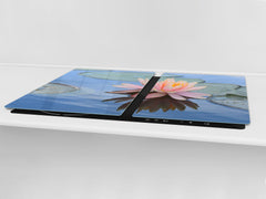 Gigantic Worktop saver and Pastry Board - Tempered GLASS Cutting Board - MEASURES: SINGLE: 80 x 52 cm; DOUBLE: 40 x 52 cm; DD44 Nature series : Beautiful water lilly flower 1