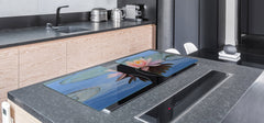 Gigantic Worktop saver and Pastry Board - Tempered GLASS Cutting Board - MEASURES: SINGLE: 80 x 52 cm; DOUBLE: 40 x 52 cm; DD44 Nature series : Beautiful water lilly flower 1