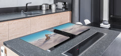 ENORMOUS Tempered GLASS Chopping Board - Induction Cooktop Cover – SINGLE: 80 x 52 cm; DOUBLE: 40 x 52 cm; DD51 : Giraffe above Clouds