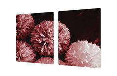 Gigantic Worktop saver and Pastry Board - Tempered GLASS Cutting Board - MEASURES: SINGLE: 80 x 52 cm; DOUBLE: 40 x 52 cm; DD44 Nature series : Pink flower frame
