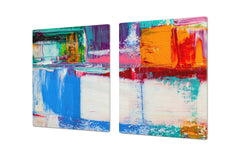 UNIQUE Tempered GLASS Kitchen Board – Impact & Scratch Resistant Cooktop cover – SINGLE: 80 x 52 cm; DOUBLE: 40 x 52 cm; DD45 Art Series : Abstract art background 5