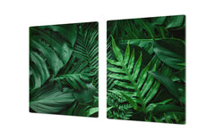 Gigantic Worktop saver and Pastry Board - Tempered GLASS Cutting Board - MEASURES: SINGLE: 80 x 52 cm; DOUBLE: 40 x 52 cm; DD44 Nature series : Dark tropical nature