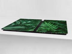 Gigantic Worktop saver and Pastry Board - Tempered GLASS Cutting Board - MEASURES: SINGLE: 80 x 52 cm; DOUBLE: 40 x 52 cm; DD44 Nature series : Dark tropical nature